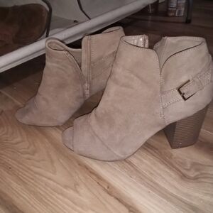 Apt. 9 Biege Suede Ankle Pump Heels with Buckle Detail